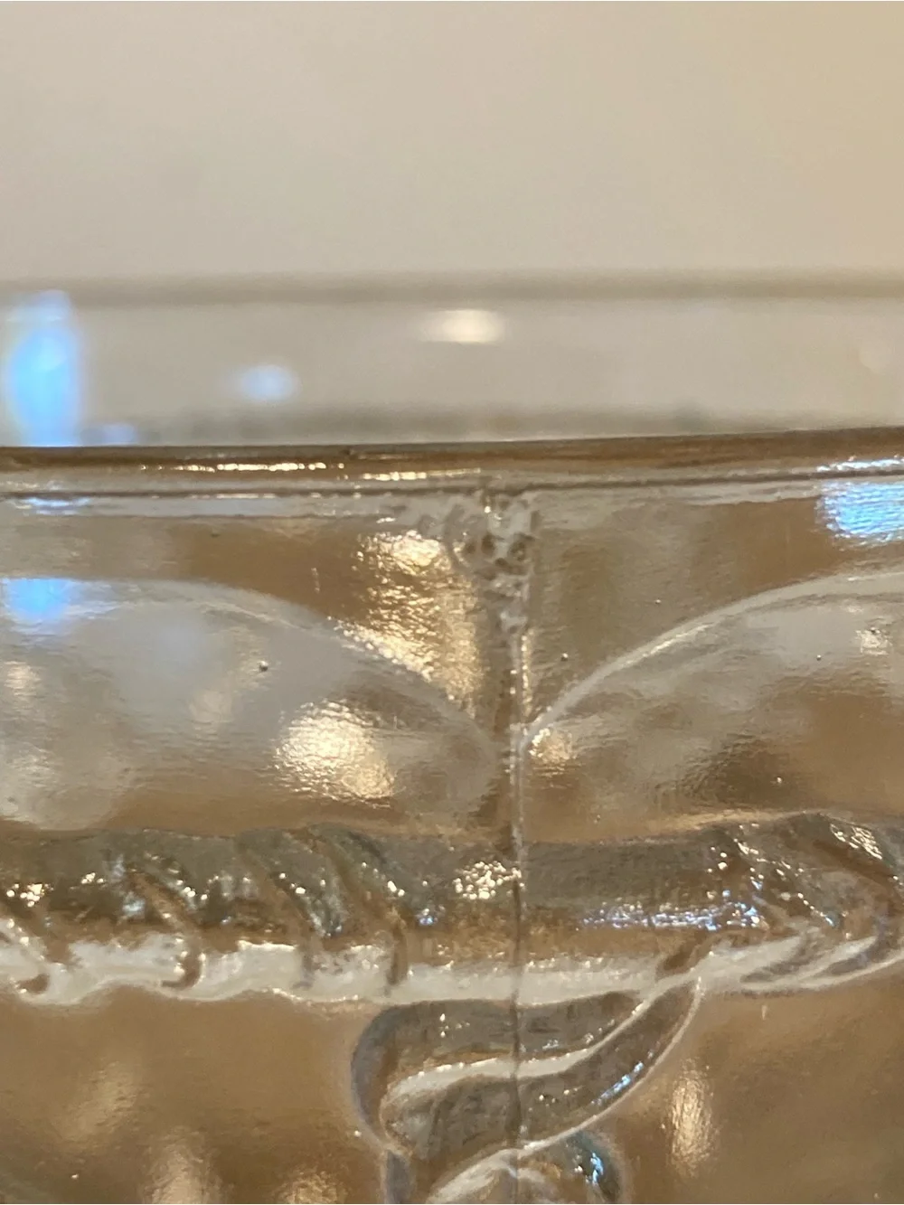 Clear Pressed Glass Compote Serving Bowl with Grape Motif 6” Tall